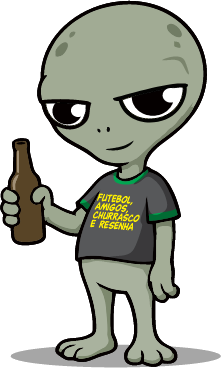 ET do Capyverso segurando uma garrafa